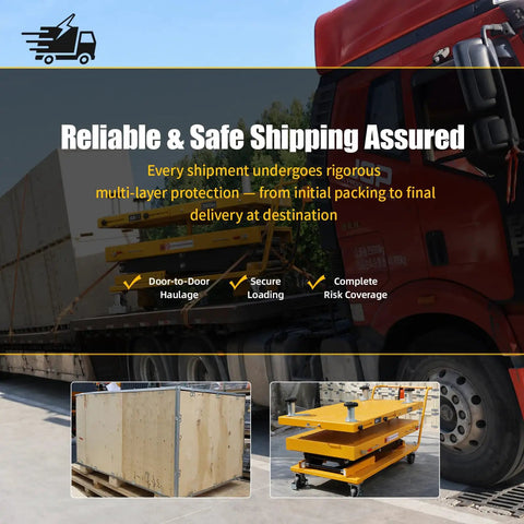 2600 lbs Heavy Duty Electric Scissor Lift Table With Smooth Hydraulic Operation And Quick Tilt Adjustments For The Daily Shop Grind And No Sweat Ev Part Moves on delivery truck.