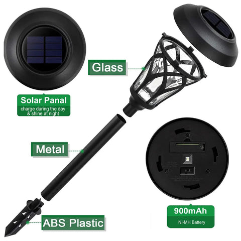 8 Pack Solar Pathway Lights Outdoor Warm White LED Glass Stake Lights Waterproof Stainless Steel With Auto On Off 25 Lumen