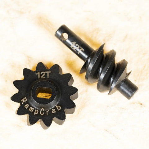 Overdrive Differential Gear Set 12T Hardened Steel 1 24 Upgrade For Axial SCX24 RC Crawler Includes Input Worm Gear Shaft And Output Gear Locker For Bronco Deadbolt JLU Gladiator C10 close-up