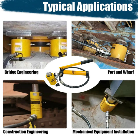 10 Ton Heavy Duty Hydraulic Cylinder Jack Kit With CP-180 Manual Hand Pump and 2 Inch Stroke used in bridge engineering and construction.
