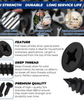 Badass Fifty Piece Kit Of Black 304 Stainless Steel Number 12 Flat Head Phillips Sheet Metal Screws Half Inch Length Job Site Ready Fastener Bundle Drops Right In Comes With Swappable Driver Bits No Sweat Setup close-up of black stainless screws with detailed features.