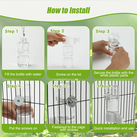 How to install the Two Pack Automatic Bird Cage Water Dispenser With Leak Proof Build For Parakeets And Small Parrots.