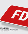 Built Like A Tank Fdc Fire Department Connection Sign 12 By 18 Inches Crafted From 60 Mil Engineer Grade Honeycomb Reflective Aluminum That Never Fades Or Rusts Through Years Of Daily Grind, showing red FDC sign corner detail.