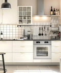 Modern kitchen with Gold Edge Finger Cabinet Pulls 3.15 Inch Aluminum Drawer Handles Set of 5 installed on white cabinets