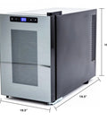 Six Bottle Wine Cooler With Thermoelectric Cooling Quiet Freestanding Wine Cellar Digital Temperature LED Display, compact black unit