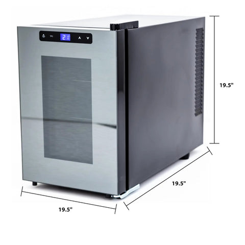 Six Bottle Wine Cooler With Thermoelectric Cooling Quiet Freestanding Wine Cellar Digital Temperature LED Display, compact black unit