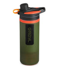 GeoPress 24 Oz Water Purifier Bottle For Hiking Camping Survival And Travel With Easy Fill Press To Drink Filter, green design