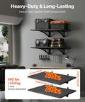 Beefy Built-Tough Garage Wall Shelves 2-Pack, 2X3 Ft Steel Wall Mounted Shelving, 24X36 Inch Per Shelf Floating Storage Racks, Garage Organization With 560 Lb Total Weight Capacity, wall shelves in garage