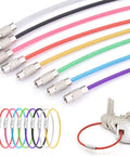 16 Pack Stainless Steel Wire Key Rings 2mm Nylon Coated Cable Key Chains, 6 Inch For Luggage Tags in assorted colors and keys