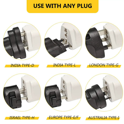 4 Pack Universal Travel Plug Adapters Europe To United States White Safe Copper Conductor ABS Flame Resistant 10A 125 To 250 Volt