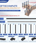 Flat Out Durable Aluminum Railing Post 35 X 2 X 2 Inch Middle Brace For Horizontal Deck Guard Rails layout and assembly guide.