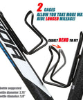 Lightweight aluminum water bottle cage for MTB bikes, durable holder with drill holes, black brackets holding bike frame
