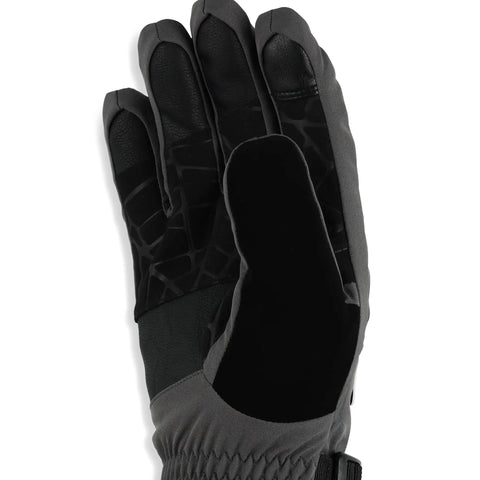Close-up of Overweb Gore-Tex Ski Glove palm showing Exo Shield goat leather and waterproof breathable insert, PFAS-free design