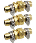 Heavy Duty Garden Hose Repair Kit With Clamps Includes Male And Female Fittings Aluminum Hose Repair Connector Set 3 Pack Rustproof Leak Free Quick Fix For Outdoor Watering, showing three metal hose connectors with clamps.