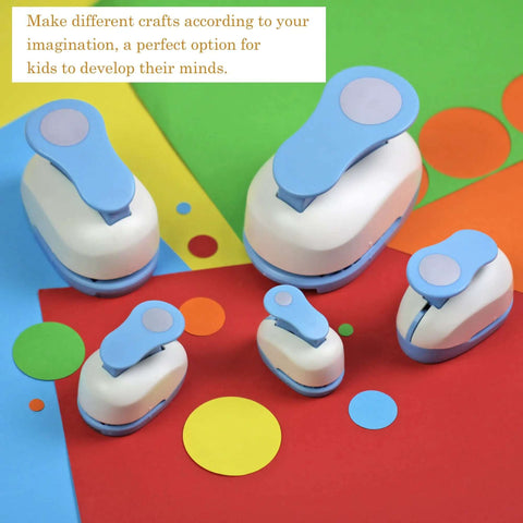 Five Size Circle Paper Punch Set 0.3 Inch, 0.6 Inch, 1 Inch, 1.5 Inch and 2 Inch for scrapbooking on colorful paper