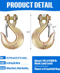 Two Pack Five Sixteenth Inch Clevis Slip Hook With Safety Latch Heavy Duty Forged G70 Steel Chain dimensions and details