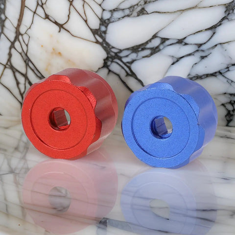 Heavy Duty 2PC Round Wheel Handles For Refrigeration Manifold Gauges Made From Rugged Aluminum Alloy And Rust Resistant Material To Fix And Replace Worn Or Leaking Outdoor Faucet Knobs Smooth As The Wind, red and blue 34mm handles