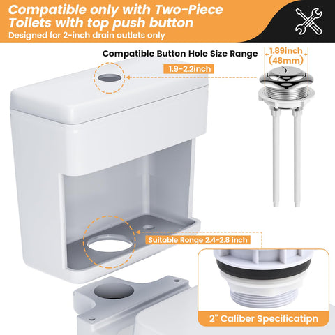 2 Inch Dual Flush Valve Replacement Kit For Two Piece Toilets With Push Button Fill Valve Gasket And Bolts Easy Install
