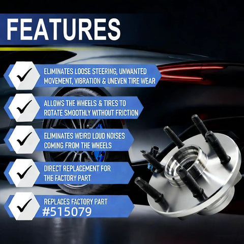 4WD Front Wheel Bearing And Hub Assembly Fits Ford F150 2005 2006 2007 2008 6 Lug With ABS, features list and product image