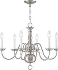 Williamsburgh 6 Light Brushed Nickel Chandelier Traditional Design With Steel Construction in elegant dining setting