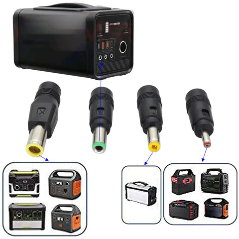 Solar Panel Adapter Cable MC4 To DC With Multi Connector Tips 5 Ft 16 AWG for solar panels and generators, showing connector tips.