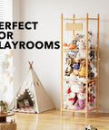 Large Capacity Stuffed Animal Storage Organizer For Playroom, Wood Zoo Toy Cage For Plush Toys, Vertical Open Design