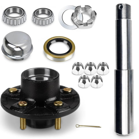 Trailer hub kit for 2,000 lb trailer with BT8 1-inch spindle; includes bearings, seals, cotter pin, and six lug nuts