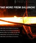 Glowing 80CRV2 steel flat stock in forge, part of 8 pieces 12x1.5x0.12 inch blacksmithing steel bar set for knife making and forging.