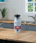 High Speed Kitchen Garbage Disposal With Power Cord, EZ Mount Quick Sink Installation, unit on kitchen counter near sink