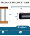 Round Wrought Iron Look Stair Balusters Heavy Duty Interior Exterior Deck Railing Spindles Built Tough For Home Projects 44 Inches Tall specifications and measurements.