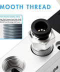 Close-up of 5 Port 2 Position Pneumatic Solenoid Valve Pilot Operated with smooth thread detail for air pressure sealing.