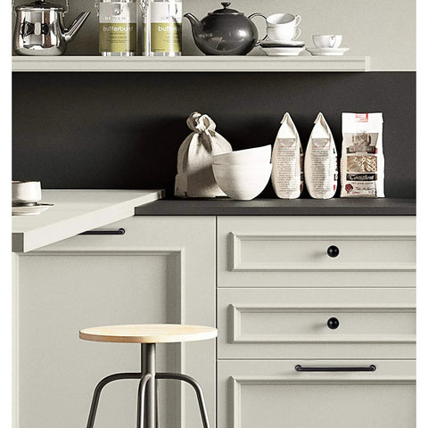 Modern kitchen with 10 Pack Matte Black Kitchen Cabinet Pulls 5 Inch Center To Center 128mm Zinc Alloy Solid Round Drawer Handles installed.