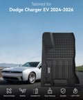 Dodge Charger EV Daytona 2024-2026 all-weather floor mat with custom fit, black, tailored resilient design for two-door model.