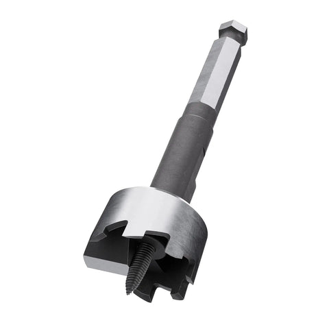 Self-Feed Drill Bit 3-Inch, 2-Cutter Wood Boring Bit For Pro-Grade Carpentry, Aggressive Feed Screw Thread shown from side view