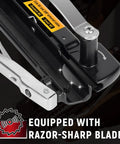 Heavy Duty Xmc Armored Cable Cutter Snips Up To 3/8 Inch Bx Ac Mc Wire With Fully Adjustable Blade showing razor-sharp blades.