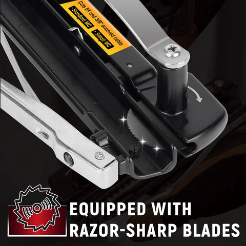 Heavy Duty Xmc Armored Cable Cutter Snips Up To 3/8 Inch Bx Ac Mc Wire With Fully Adjustable Blade showing razor-sharp blades.
