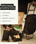 Effortless Foldable Grocery Cart With Large Insulated Bag Lightweight Frame Water Resistant Fabric And Smooth Glide Wheels