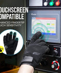 Heavy Duty Grip Work Gloves With Level 3 Needle Resistance, Level 5 Puncture Protection And A7 Cut Resistant in use on touchscreen