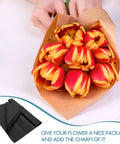 Black Flower Wrapping Paper Set, 40 Sheets, Cuttable Design For DIY Bouquets, Lightweight Floral Paper with tulip bouquet