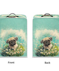 Floral Pug Coffee Machine Cover With Sturdy Top Handle, Waterproof Dustproof Kitchen Appliance Protector For Espresso Makers Blenders, Foldable Polyester Dust Guard Fits Like A Glove Setup That Looks Sharp On Counters, front and back views, daisy floral design.