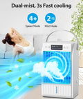 4 In 1 Portable Air Conditioner And Fan With Humidifier For Room Office Desk Evaporative Mini Unit 1500ML Water Tank Three Speed Cooler by couch with mist effect