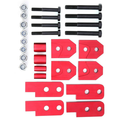 2 Inch ATV Lift Kit For 450 660 700 Models Red Aluminum Steel Lifting Tool components laid out on white surface