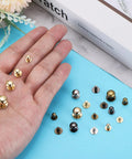 6mm Ball Head Rivet Set With Screw Back 100 Pack For DIY Leather Craft Handbags And Belts, Round Head Button Nipple Rivets In 4 Colors, Easy Secure Studs For Craft Projects, gold rivets in hand