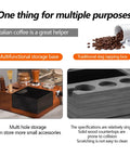 Solid Wooden Espresso Tamping Station With Fully Integrated Knock Box And Precision 58Mm Tamper Stand For Sapele Wood, multifunctional design.