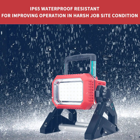 35W 5000LM Corded and Cordless Work Light Powered by Milwaukee 18V Battery or AC in rain resistant setting