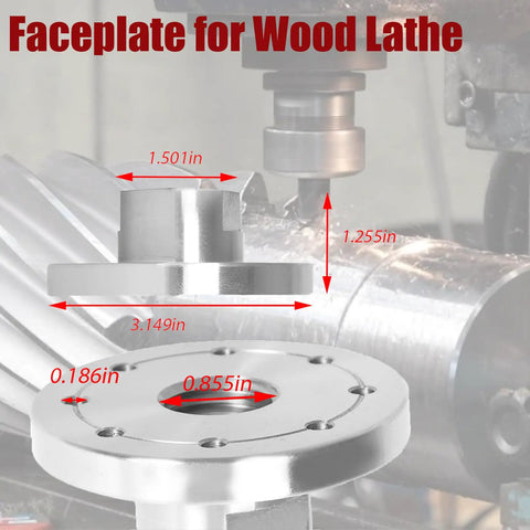 3 Inch Lathe Face Plate in 45 Steel for 1 Inch x 8 TPI Spindle fits wood lathe, showing dimensions and machined flats.