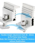10 Pack Adjustable 35-50mm Solar Panel End Clamp Mounting Brackets In Anodized Aluminum Z Bracket Kit with adjustment arrows