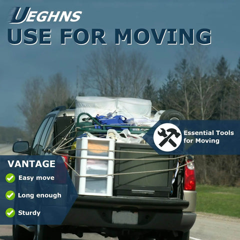 Truck loaded with moving boxes using a telescopic truck bed cargo grabber reach retriever tool for efficient loading.