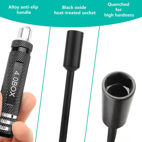 Close-up of RC Nut Driver Set With Titanium Coated Tips showing alloy anti-slip handle and black oxide socket.