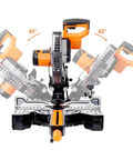 Heavy Duty 10 Inch Dual Bevel Sliding Miter Saw With Bright Led Light And 48 Tooth Blade adjustable 45 degree angle view